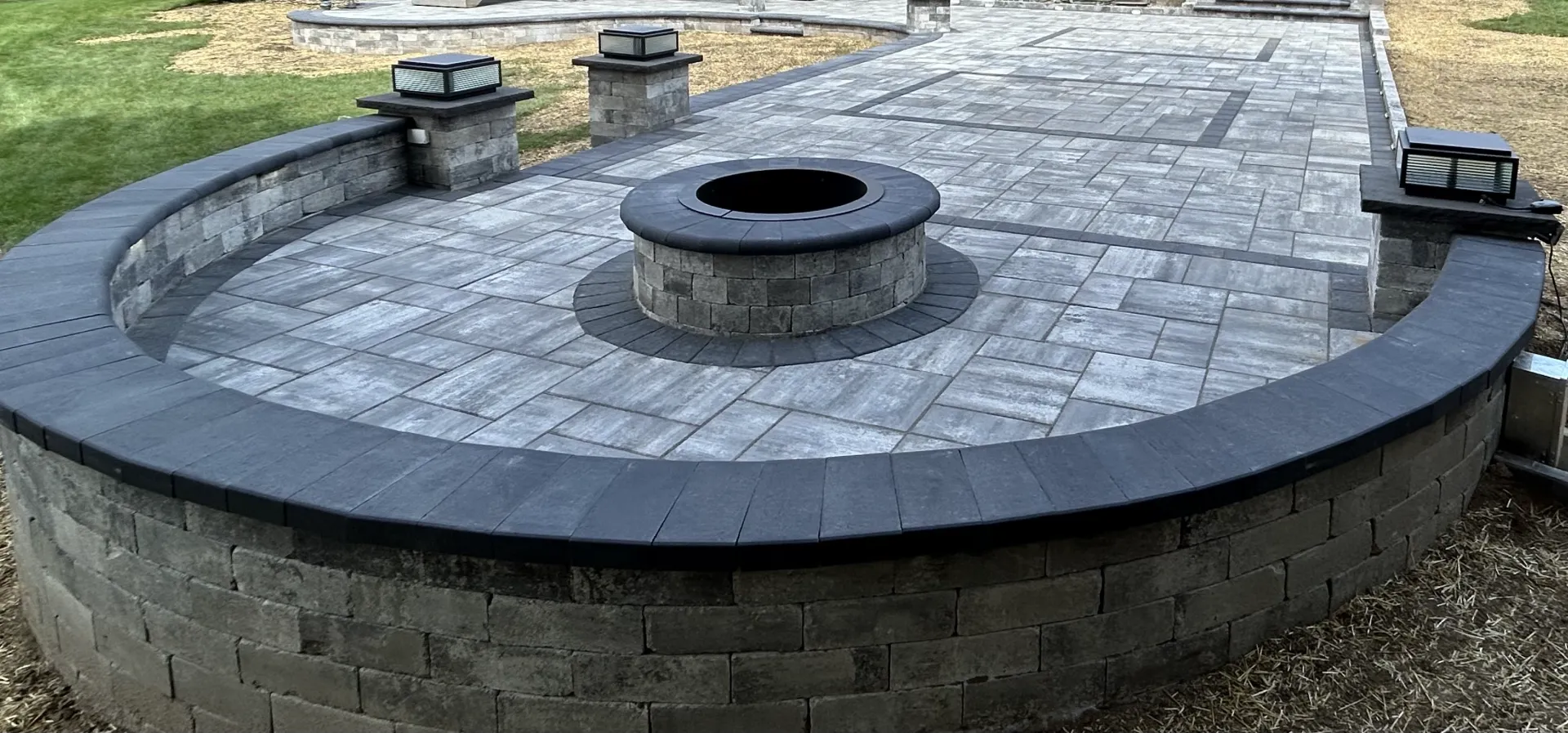 Paver Patio with Fire Pit & Seating Wall